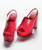 CHANEL SANDALS RED PATENT CRUMPLED LAMBKSIN
