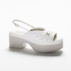 CHANEL SANDALS WHITE LAMBSKIN PATENT