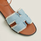HERMES SANTORINI SANDAL BLEU CLAIR