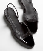 CHANEL SLINGBACKS BLACK CALFSKIN PATENT