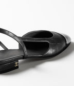 CHANEL SLINGBACKS BLACK CALFSKIN PATENT