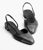 CHANEL SLINGBACKS BLACK DARK GRAY LAMBS