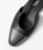 CHANEL SLINGBACKS BLACK DARK GRAY LAMBS