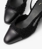 CHANEL SLINGBACKS BLACK IRIDESCENT TWEED