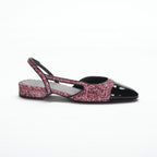 CHANEL TWEED SLINGBACKS PINK WHITE SILVER BLACK