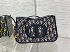 DIOR CD SIGNATURE HOBO 23.5CM BLUE OBLIQUE EMBROIDERY