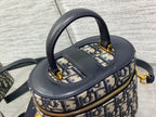 DIOR CD SIGNATURE VANITY 16CM BLUE OBLIQUE EMBROIDERY