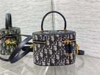 DIOR CD SIGNATURE VANITY 16CM BLUE OBLIQUE EMBROIDERY