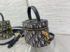 DIOR CD SIGNATURE VANITY 16CM BLUE OBLIQUE EMBROIDERY