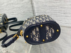 DIOR CD SIGNATURE VANITY 16CM BLUE OBLIQUE EMBROIDERY