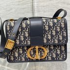DIOR 30 MONTAIGNE 24CM BLUE OBLIQUE EMBROIDERY