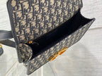 DIOR 30 MONTAIGNE 24CM BLUE OBLIQUE EMBROIDERY
