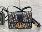 DIOR 30 MONTAIGNE 24CM BLUE OBLIQUE EMBROIDERY