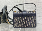 DIOR 30 MONTAIGNE 21CM BLUE OBLIQUE EMBROIDERY