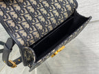 DIOR 30 MONTAIGNE 21CM BLUE OBLIQUE EMBROIDERY