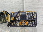 DIOR 30 MONTAIGNE 21.5CM BLUE OBLIQUE EMBROIDERY