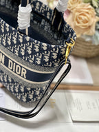DIOR CD NEW BASKET BAG BLUE OBLIQUE EMBROIDERY