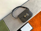 GUCCI 1955 Horsebit Bag 25cm Black Crocodile Leather Gold Hardware