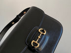 GUCCI 1955 Horsebit Bag 25cm Black Calfskin Gold Hardware