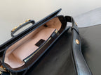 GUCCI 1955 Horsebit Bag 25cm Black Calfskin Gold Hardware