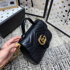 GUCCI Marmont 21cm Mini Top Black Calfskin Gold Hardware