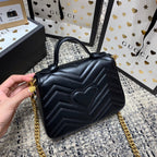 GUCCI Marmont 21cm Mini Top Black Calfskin Gold Hardware