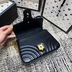 GUCCI Marmont 21cm Mini Top Black Calfskin Gold Hardware