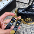 GUCCI Marmont 21cm Mini Top Black Calfskin Gold Hardware