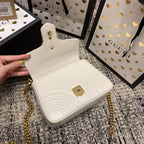 GUCCI Marmont 21cm Mini Top White Calfskin Gold Hardware