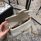 GUCCI Marmont 21cm Mini Top White Calfskin Gold Hardware