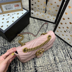 GUCCI Marmont 22cm Pink Calfskin Gold Hardware