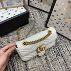 GUCCI Marmont 22cm White Calfskin Gold Hardware
