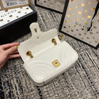 GUCCI Marmont 22cm White Calfskin Gold Hardware