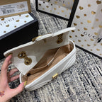 GUCCI Marmont 22cm White Calfskin Gold Hardware
