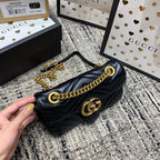 GUCCI Marmont 22cm Black Calfskin Gold Hardware