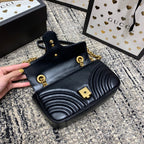 GUCCI Marmont 22cm Black Calfskin Gold Hardware