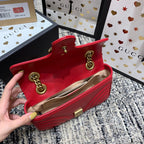 GUCCI Marmont 22cm Red Calfskin Gold Hardware