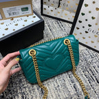 GUCCI Marmont 22cm Turquoise Calfskin Gold Hardware