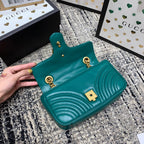 GUCCI Marmont 22cm Turquoise Calfskin Gold Hardware
