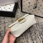 GUCCI Marmont Mini 16.5cm White Calfskin Gold Hardware