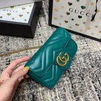 GUCCI Marmont Mini 16.5cm Turquoise Calfskin Gold Hardware
