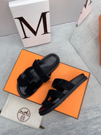 HERMES Chypre Sandal Black velvet lining