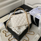 CHANEL Vanity Case 17cm White Lambskin Gold hardware