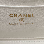 CHANEL Vanity Case 17cm White Lambskin Gold hardware