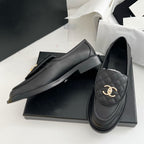 CHANEL Moasins Black Quilted Calfskin Gold