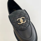 CHANEL Moasins Black Quilted Calfskin Gold