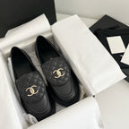 CHANEL Moasins Black Quilted Calfskin Gold